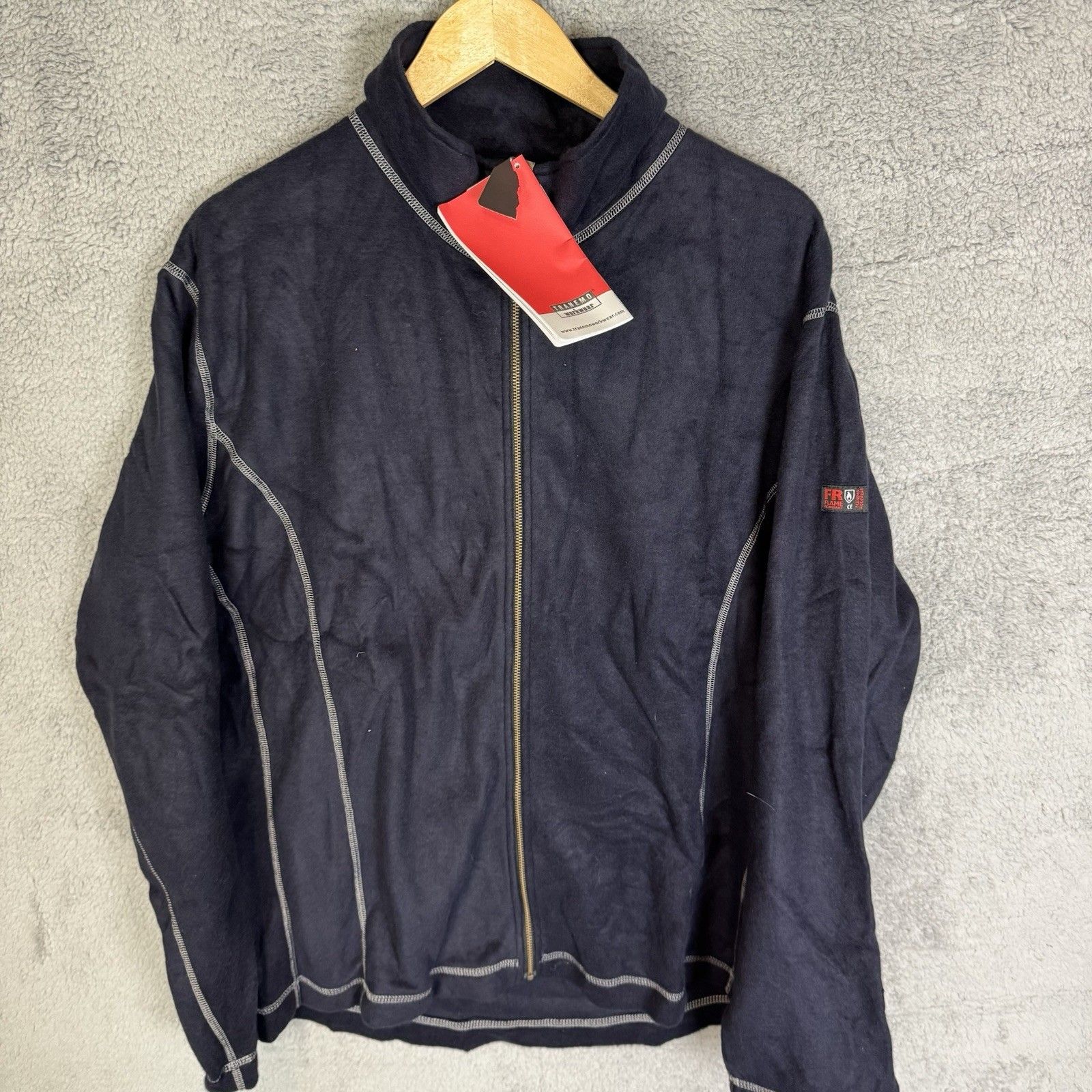 Tranemo Jacket Mens L Blue Full Zip Fleece Fr Flame Retardant Work Utility Nwt